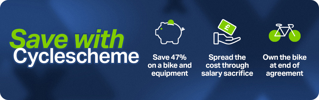 A banner demonstrating how employees can save on the cost of commuting to work through the Cyclescheme cycle to work scheme