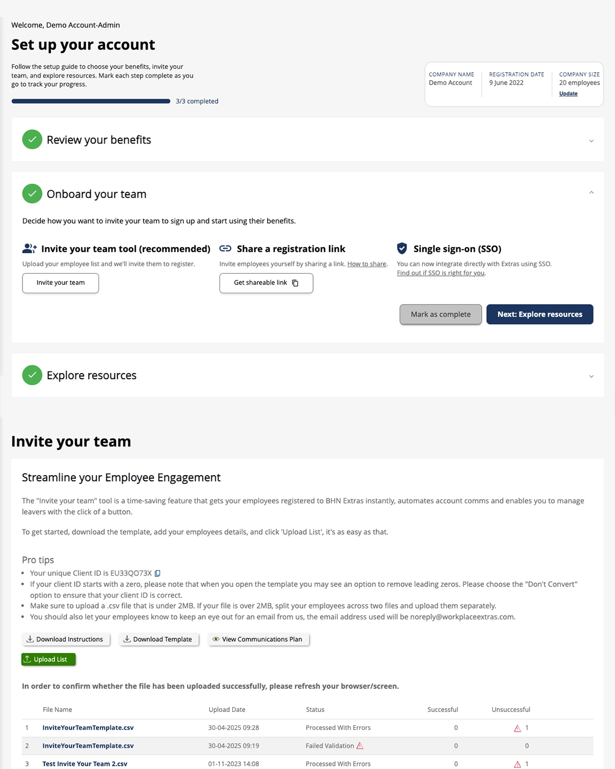 Invite your employees